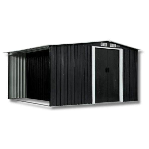 10 x 8ft Garden Shed with Semi-Closed Storage - Black-Off Grid Living Supplies Australia