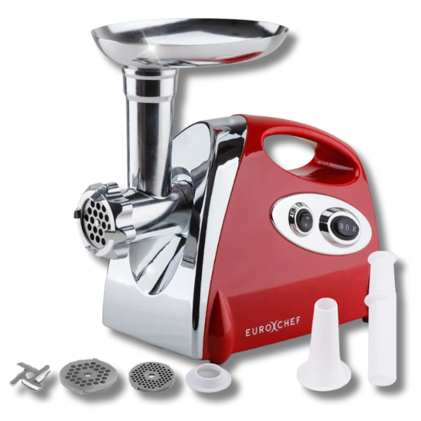 Electric Meat Grinder & Stainless Steel Mincer with Sausage Filler & Kibbe Maker - Red-Off Grid Living Supplies Australia
