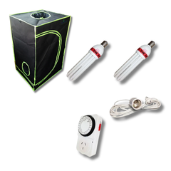 0.4x0.4x1.2m Diamond Inner Grow Tent with 2x CFL Grow Lights and Timer Kit - Harvemax-Off Grid Living Supplies