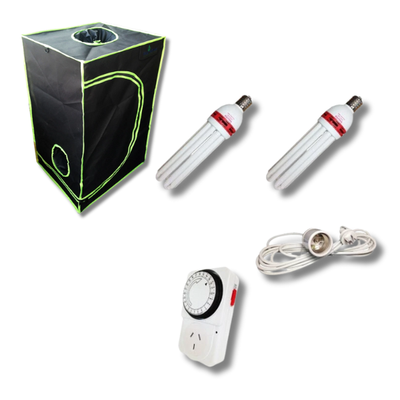 0.4x0.4x1.2m Diamond Inner Grow Tent with 2x CFL Grow Lights and Timer Kit - Harvemax-Off Grid Living Supplies