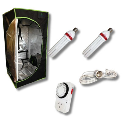 0.5x0.5x1m Grow Tent with Dual CFL Grow Lights and Timer-Off Grid Living Supplies