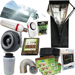 0.6m Hydroponic Grow Tent with Wing Reflector 6400K CFL and Ventilation Cocopeat Combo-Off Grid Living Supplies