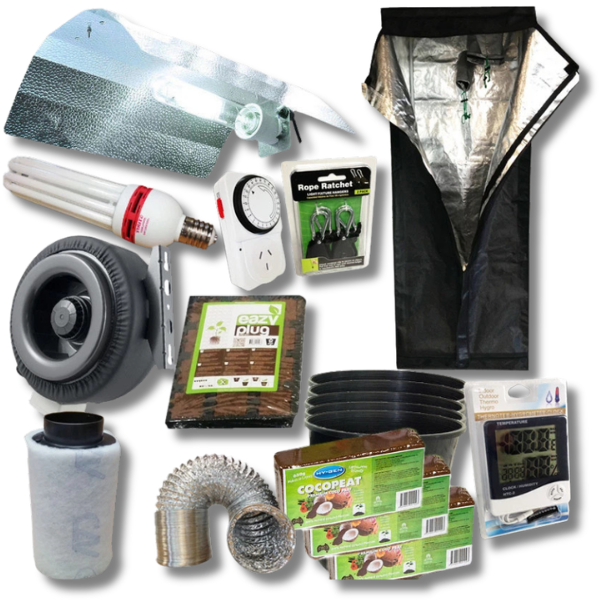 0.6m Hydroponic Grow Tent with Wing Reflector 6400K CFL and Ventilation Cocopeat Combo-Off Grid Living Supplies