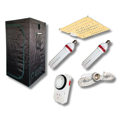 0.8x0.8x1.6m Grow Tent with 2x130W 2700K CFL and 50W LED Light - Harvemax-Off Grid Living Supplies