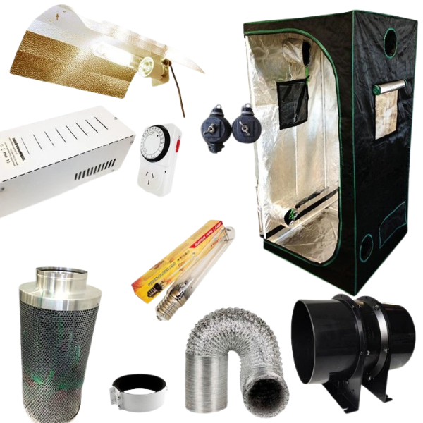 0.8x0.8x1.6m Grow Tent with 600W HPS/MH Ballast, HPS Lamp and Carbon Filter Fan-Off Grid Living Supplies