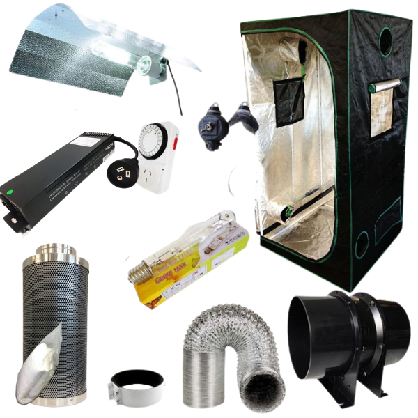0.8x0.8x1.6m Grow Tent with 600W HPS/MH Ballast, MH Lamp and Carbon Filter Fan-Off Grid Living Supplies