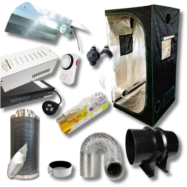0.8x0.8x1.6m Grow Tent with 600W HPS/MH Ballast, MH Lamp and Carbon Filter Fan-Off Grid Living Supplies