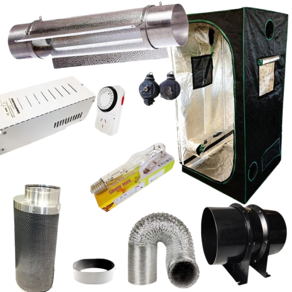 0.8x0.8x1.6m Grow Tent with 600W MH Ballast, Cool Tube Kit and Carbon Filter Fan-Off Grid Living Supplies