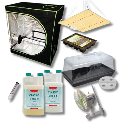 0.9x0.6x1m Grow Tent with Full Spectrum LED, Vent Fan and Canna Coco Tray-Off Grid Living Supplies