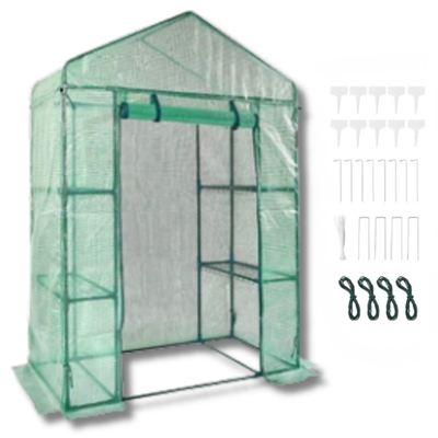 1.40m x 0.73m x 2.04m Walk-In Greenhouse with Shelving - Portable Design-Off Grid Living Supplies