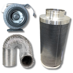 10" Inline Duct Fan with Carbon Filter & Aluminium Ducting Ventilation Kit-Off Grid Living Supplies