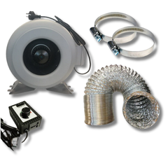 10" Inline Ventilation Fan with Flexible Aluminium Ducting & Speed Controller-Off Grid Living Supplies