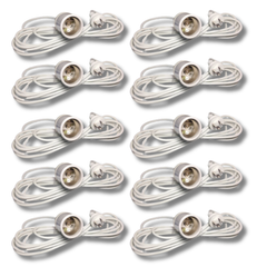 10 Pack 4.5m Ceramic CFL Light Holders with Australian Plug for Grow Tents-Off Grid Living Supplies