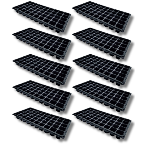 10 Pack 50 Cell Propagation Trays with Plug Inserts and Black Base-Off Grid Living Supplies