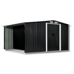 10 x 8ft Garden Shed with Semi-Closed Storage - Black-Off Grid Living Supplies Australia