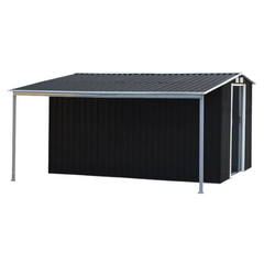 10 x 8ft Zinc Steel Garden Shed with Open Storage - Black-Off Grid Living Supplies Australia