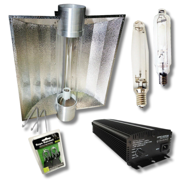 1000W HPS / MH Dimmable Digital Ballast Grow Light Hood with Large Cool Tube-Off Grid Living Supplies