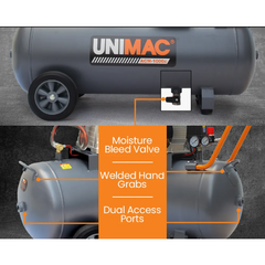 100L 2.6kW 116PSI Industrial Electric Air Compressor with Brushless Motor & Certified Tank - 15A Plug