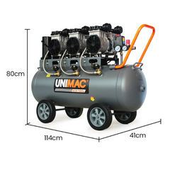 100L 4.5HP Silent Oil-Free Electric Air Compressor with Twin Nitto Outlets - 15A Plug