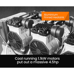 100L 4.5HP Silent Oil-Free Electric Air Compressor with Twin Nitto Outlets - 15A Plug