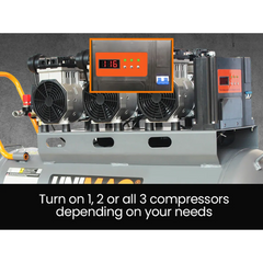 100L 4.5HP Silent Oil-Free Electric Air Compressor with Twin Nitto Outlets - 15A Plug