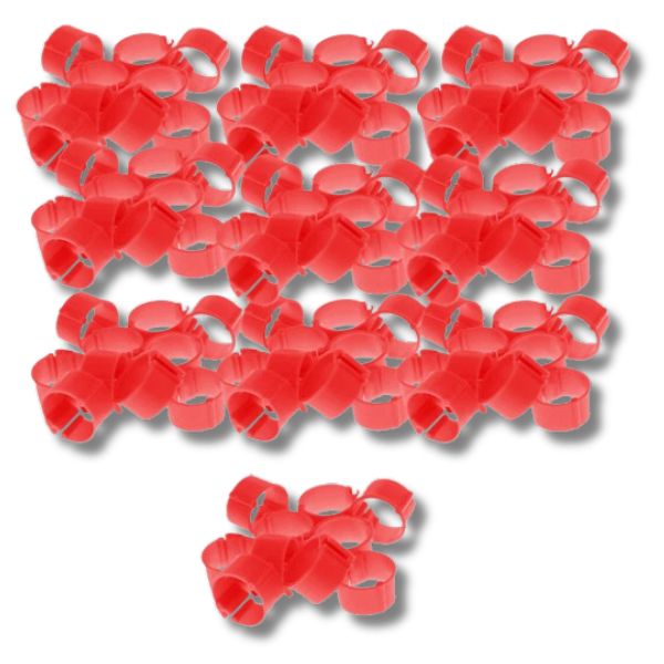100x 13mm Red Poultry Leg Bands for Chickens, Pigeons & Farm Birds-Off Grid Living Supplies Australia