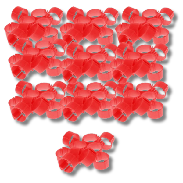 100x 20mm Red Poultry Leg Bands for Chickens, Pigeons & Farm Birds-Off Grid Living Supplies Australia