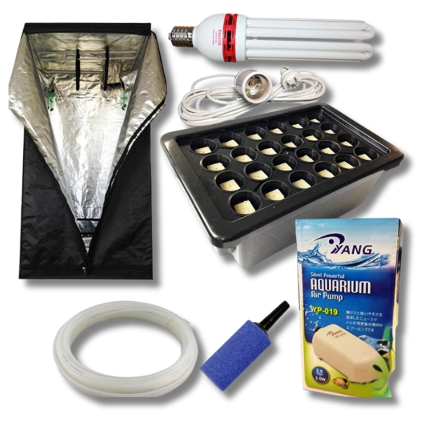 100x100x200cm Hydroponic Grow Tent Aeroponics 24 Pot System with CFL Light Holder-Off Grid Living Supplies