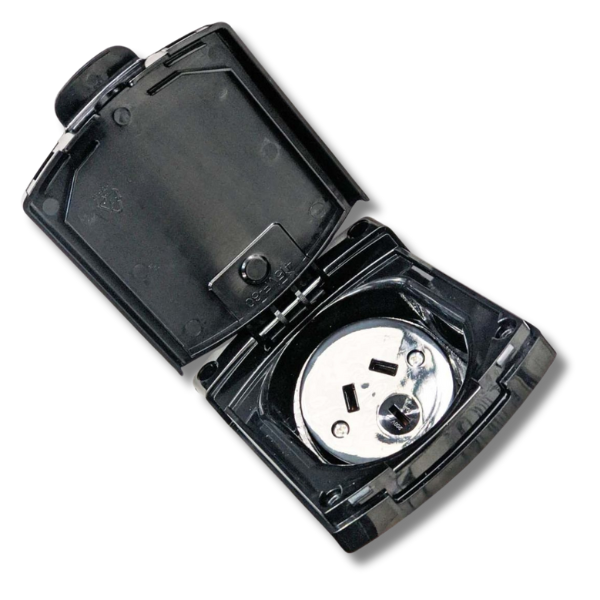 10Amp External Power Outlet Black For Caravan & RVs-Off Grid Living Supplies Australia