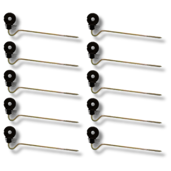 10x Screw-In Offset Wood Post Insulators for Electric Fence Tape, Cord & Wire-Off Grid Living Supplies Australia
