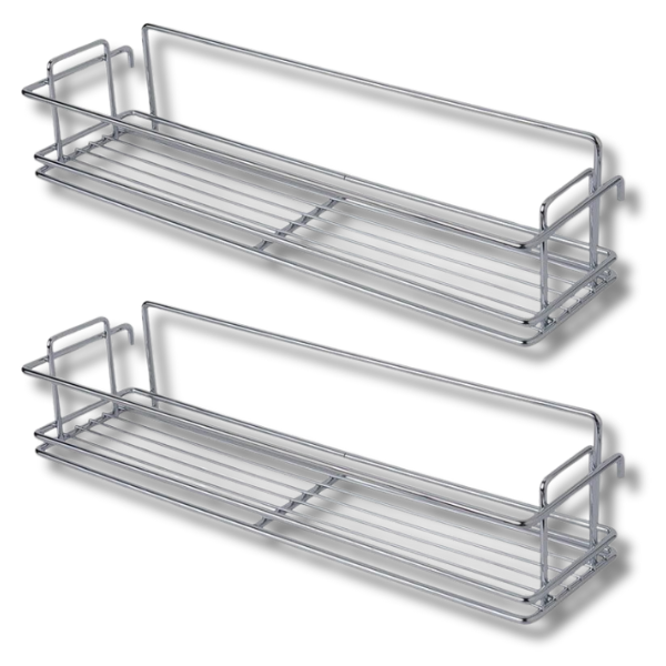 110mm x 2 Rollout Pantry Basket Silver-Off Grid Living Supplies Australia