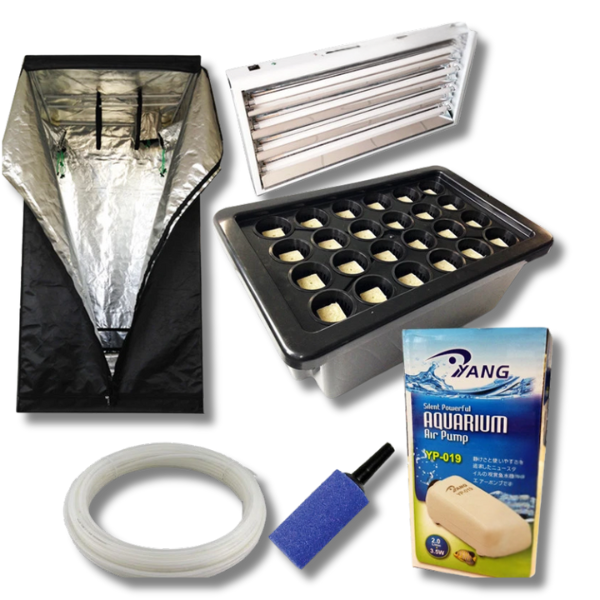 120cm Grow Tent with Aeroponics 24 Pots and T5 2700K Mirror Shade Light-Off Grid Living Supplies