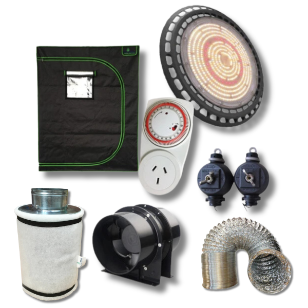 120x60x180cm Grow Tent with UFO LED Grow Light and 6 Inch Fan Duct Setup - Harvemax-Off Grid Living Supplies