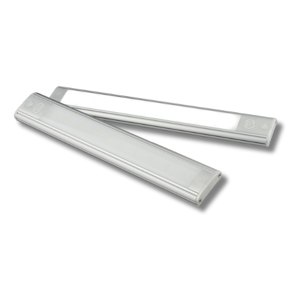 12V Interior Strip Lamp With Touch Switch 260mm Silver For Caravan & RVs-Off Grid Living Supplies Australia