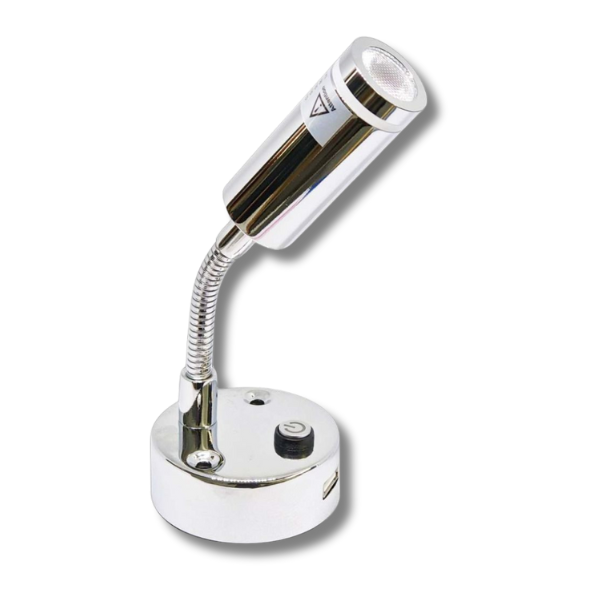 12V LED Flexible Crystal Reading Light Silver For Caravan & RVs-Off Grid Living Supplies Australia