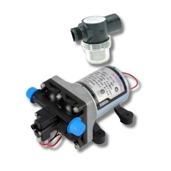 12V Water Pump & Twist On Filter Pack For Caravan & RVs-Off Grid Living Supplies Australia