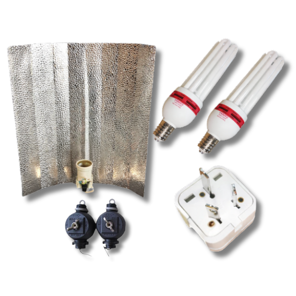 130W CFL Lamps 2700K + 25000K with Wing Reflector Grow Light Kit-Off Grid Living Supplies