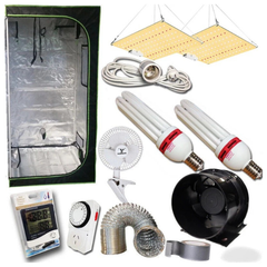 130W CFL and LED Panel Grow Light Tent Ventilation Combo for Hydroponics-Off Grid Living Supplies
