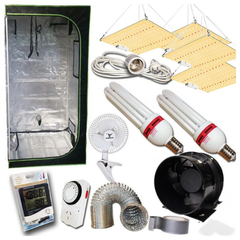 130W CFL and LED Panel Grow Light Tent Ventilation Combo for Hydroponics-Off Grid Living Supplies