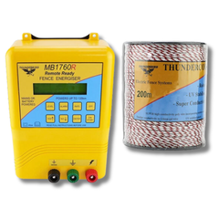 135km MB1760R Mains & Battery Electric Fence Energiser with 200m Thundercord - Thunderbird-Off Grid Living Supplies Australia