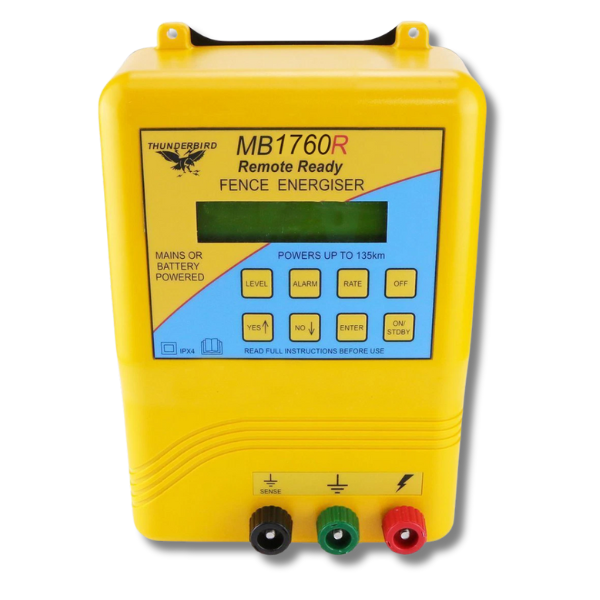 135km MB1760R Mains & Battery Remote-Ready Electric Fence Energiser - Thunderbird-Off Grid Living Supplies Australia