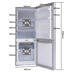 139L Upright Portable Fridge & Freezer 12V / 24V for Caravans / RV's / Motorhomes / Camping - Silver