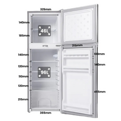 142L Upright Portable Fridge & Freezer 12V / 24V for Caravans / RV's / Motorhomes / Camping - Silver