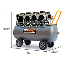 150L 4.5HP Ultra-Silent Oil-Free Electric Air Compressor with Quad Motor & Twin Nitto Outlets - 15A Plug