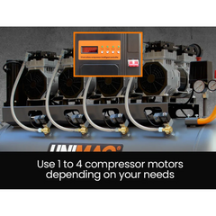 150L 4.5HP Ultra-Silent Oil-Free Electric Air Compressor with Quad Motor & Twin Nitto Outlets - 15A Plug