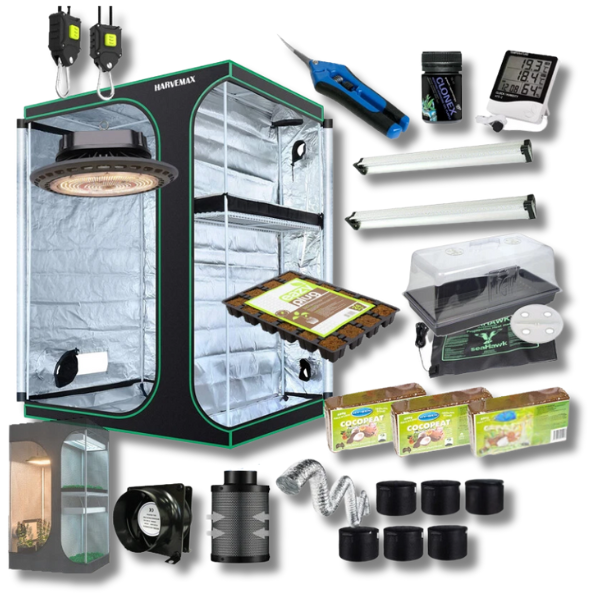 150x120x200cm Two Chamber Grow Tent with Fan Filter and 300W LED Setup Kit - Harvemax-Off Grid Living Supplies