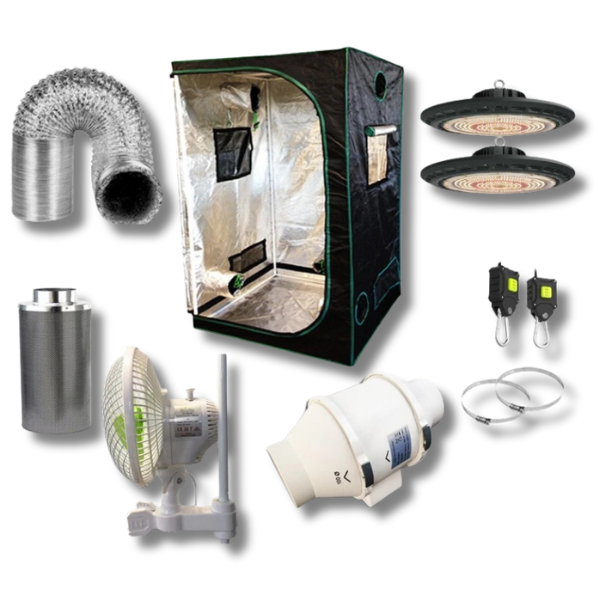 150x80x200cm Grow Tent with 150W UFO LED Light and 5 Inch 2 Speed Fan Ventilation Kit-Off Grid Living Supplies