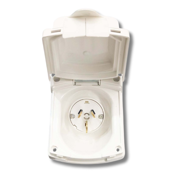 15Amp External Power Inlet White For Caravan & RVs-Off Grid Living Supplies Australia