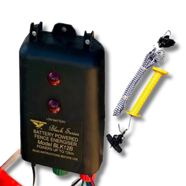 15km B120 Battery Electric Fence Energiser with 7m Bungee Gate Kit - Thunderbird-Off Grid Living Supplies Australia