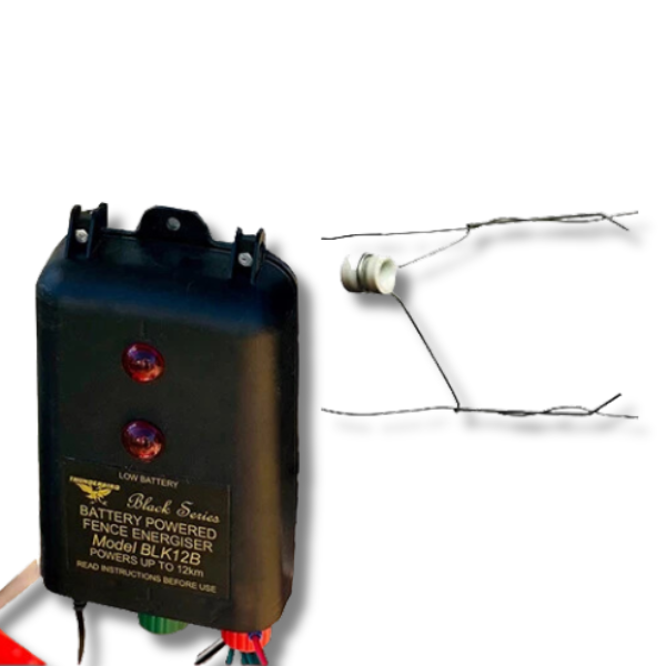 15km B120 Battery Electric Fence Energiser with Offset Insulators - Thunderbird-Off Grid Living Supplies Australia